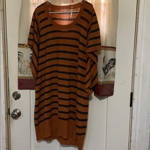 Burnt Orange and Navy Blue Sweater Dress